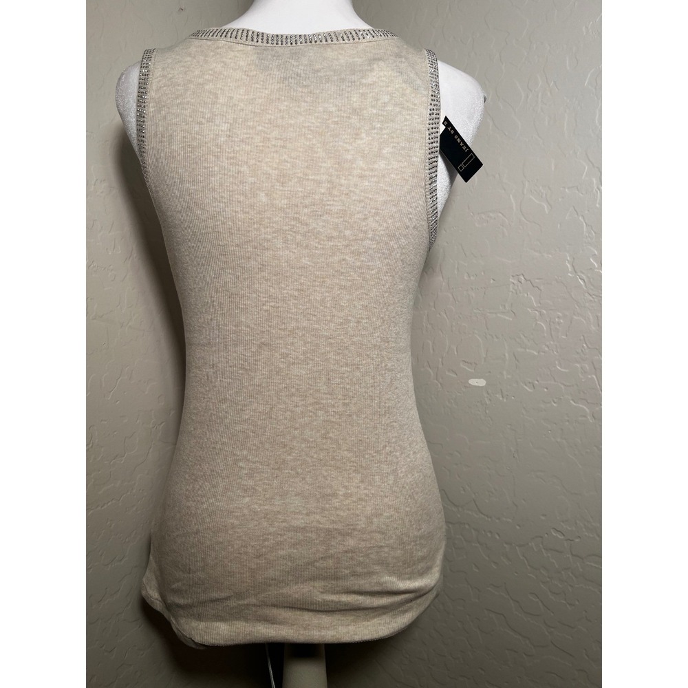 Jeans by Buffalo Womens Ribbed Rhinestone Tank Top Oatmeal Beige Medium - Picture 5 of 5